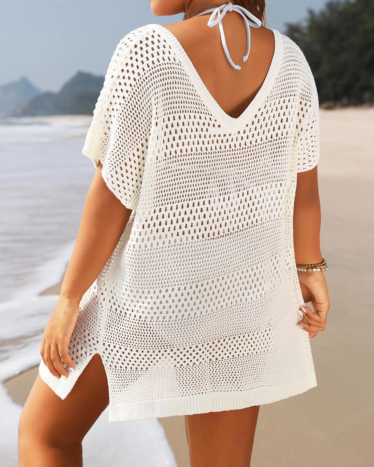 Yonique Plus Size Swimsuit Cover Up - Crochet Swim Cover Up 2025 Bathing Suit Short Sleeve Beach Dress