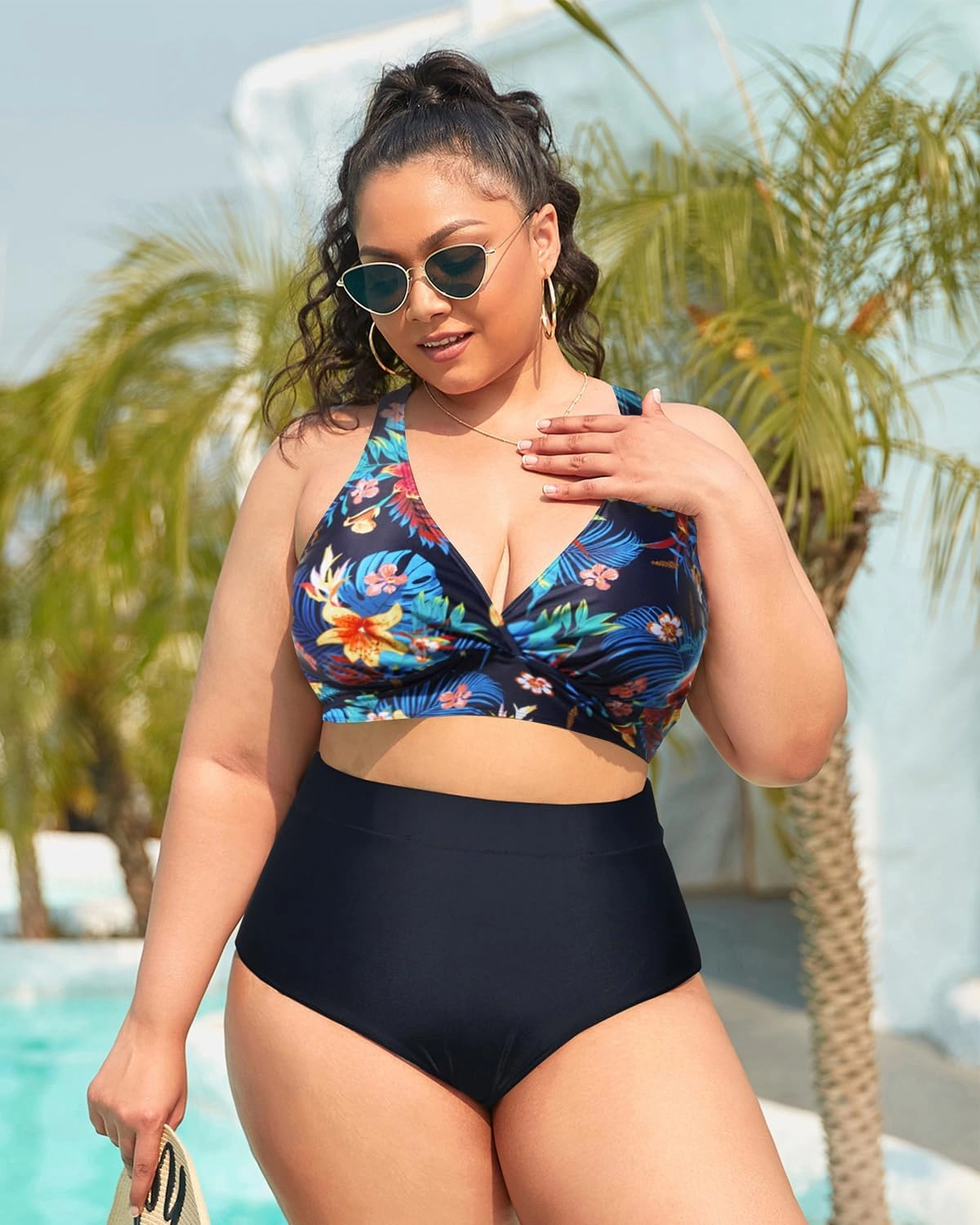 Yonique Women Plus Size Bikini Top Large Bust Swim Top Full Coverage Swimsuit Sport Bra Bathing Suit