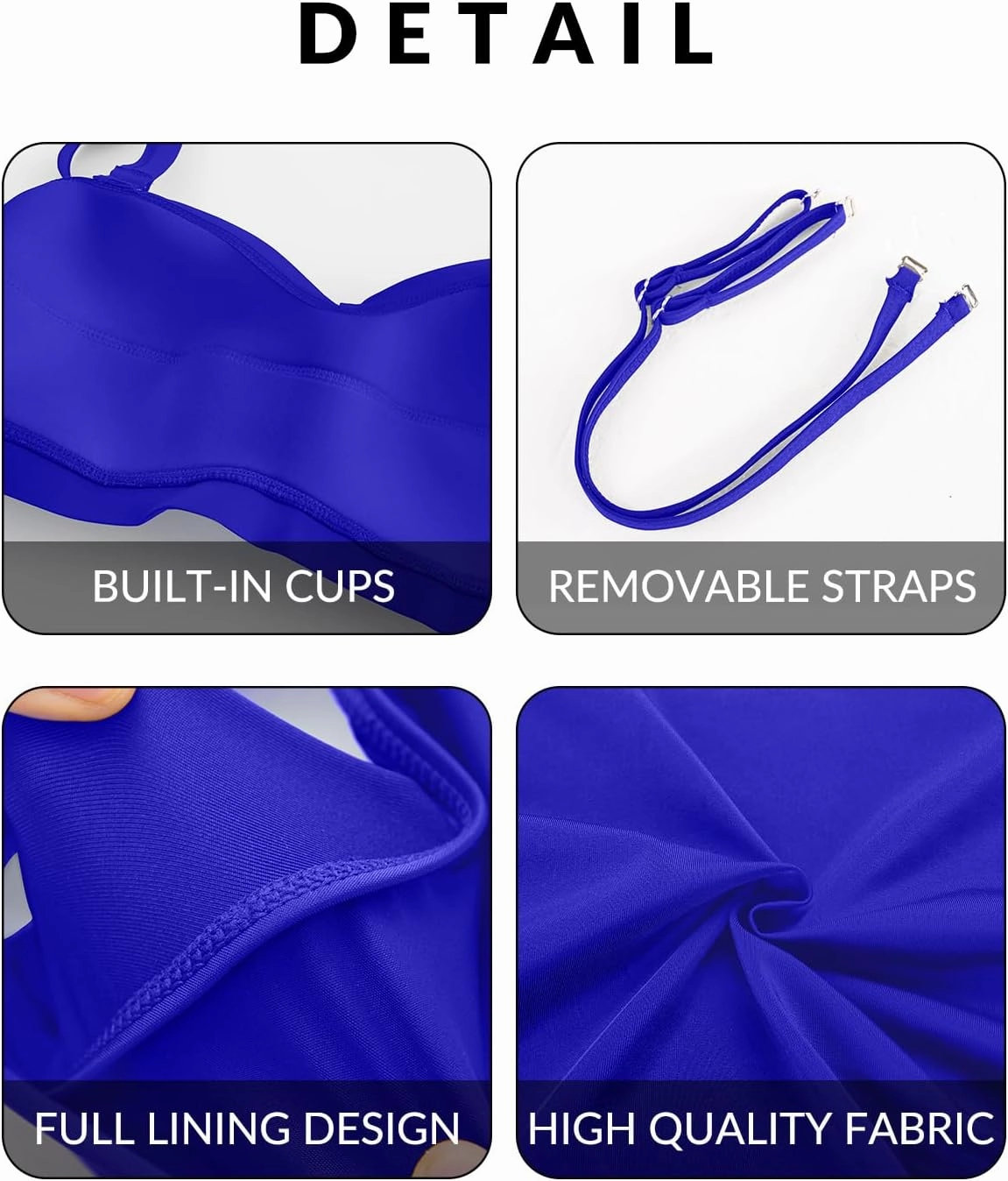 Yonique Women Plus Size Two Piece Swimsuits High Waisted Bathing Suits Bandeau Bikini Tummy Control Swimwear