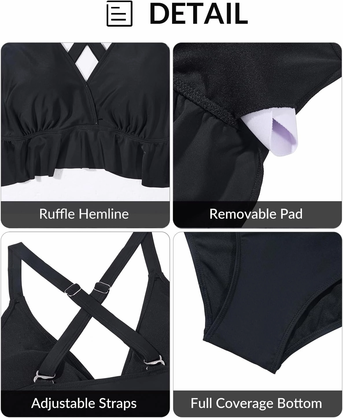 Yonique Women Plus Size Two Piece Swimsuits High Waisted Bikini Set Tummy Control Bathing Suits Ruffle Swimwear