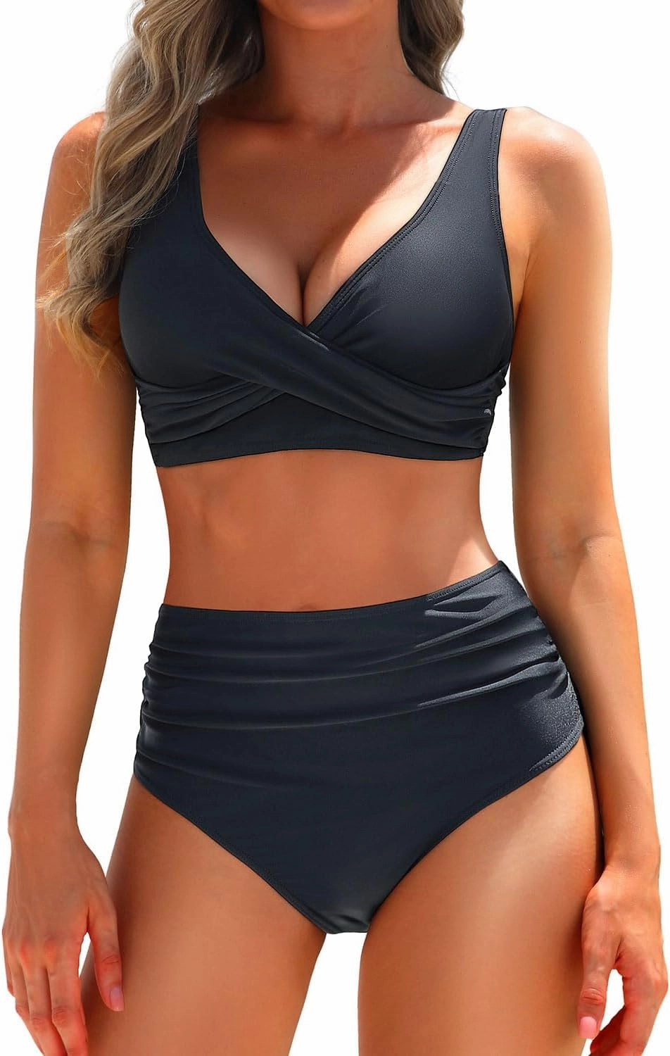 Yonique Women's Two Piece High Waisted Bikini Set Tummy Control Swimsuit Full Coverage Bathing Suit