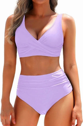 Yonique Women's Two Piece High Waisted Bikini Set Tummy Control Swimsuit Full Coverage Bathing Suit