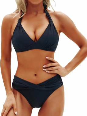 Yonique Women Two Piece Bathing Suits Push Up Bikini Set Halter Swimsuit Vintage Swimwear