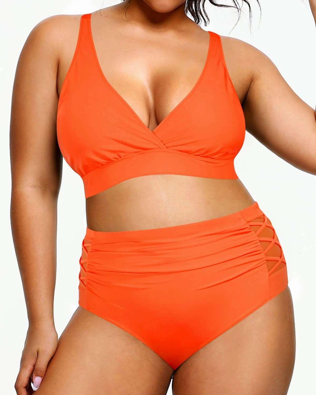 Yonique Womens Plus Size Bikini High Waisted Swimsuits Two Piece Bathing Suits Tummy Control Swimwear
