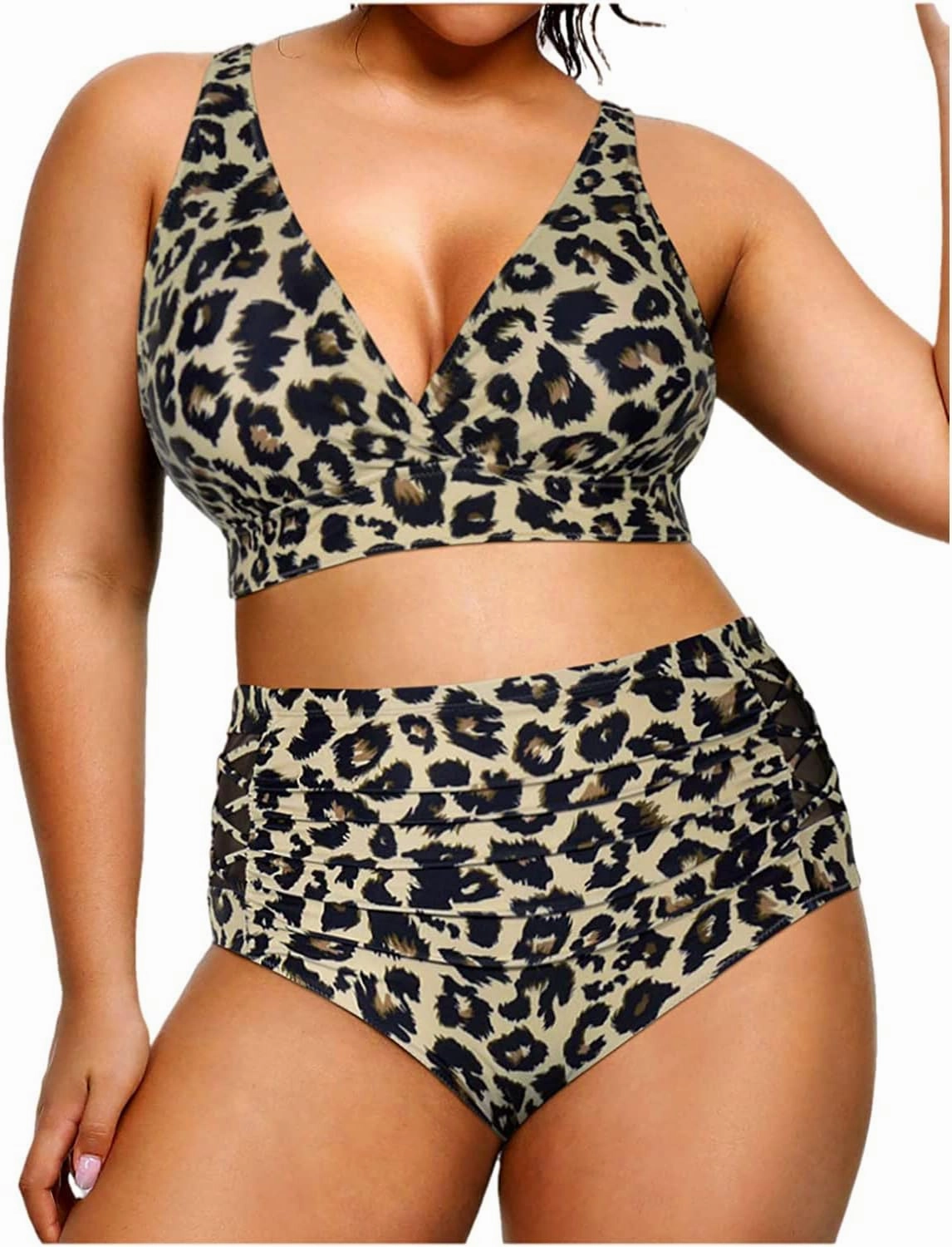 Yonique Womens Plus Size Bikini High Waisted Swimsuits Two Piece Bathing Suits Tummy Control Swimwear