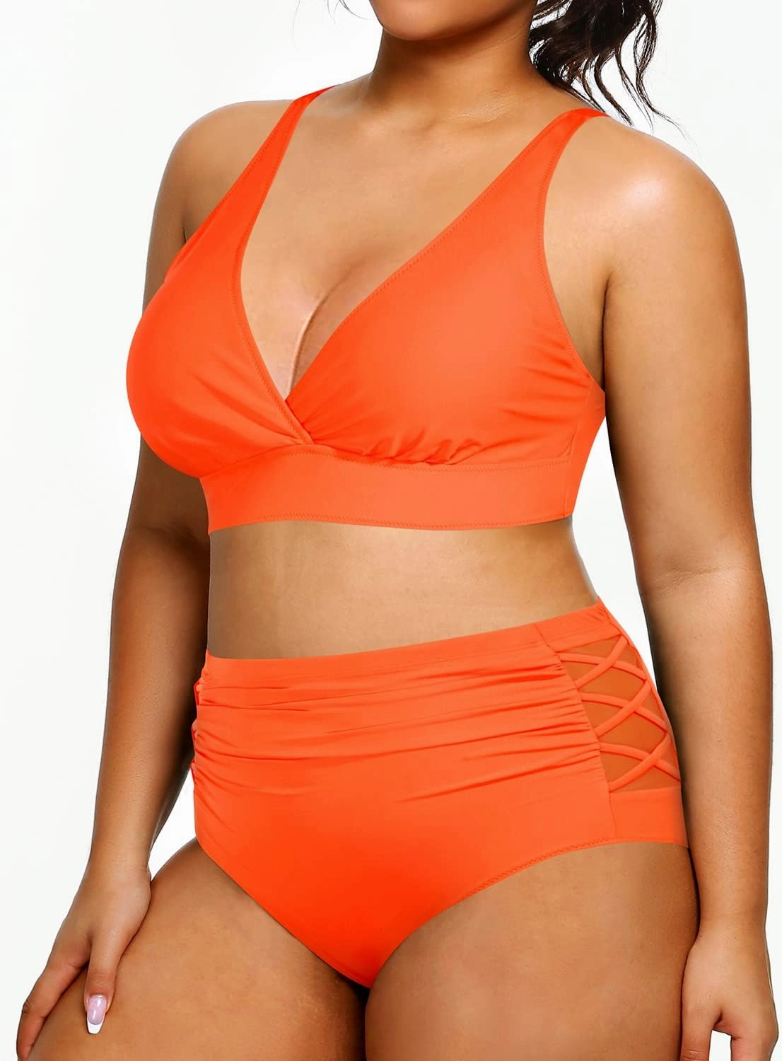 Yonique Womens Plus Size Bikini High Waisted Swimsuits Two Piece Bathing Suits Tummy Control Swimwear