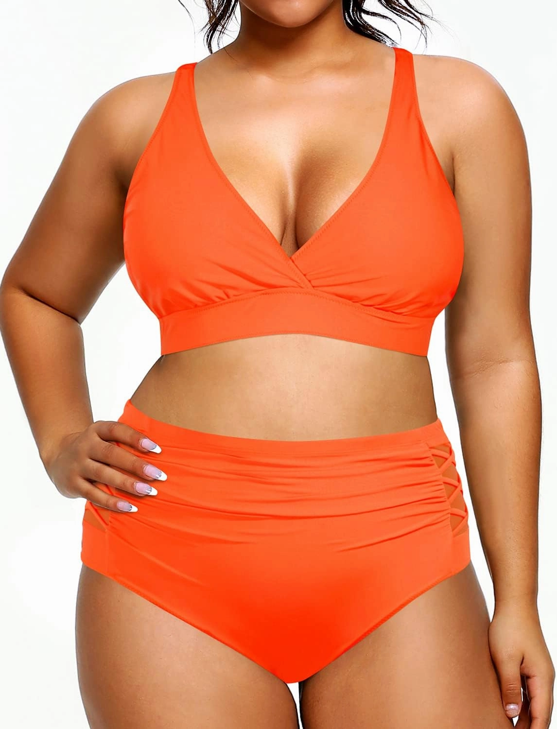Yonique Womens Plus Size Bikini High Waisted Swimsuits Two Piece Bathing Suits Tummy Control Swimwear