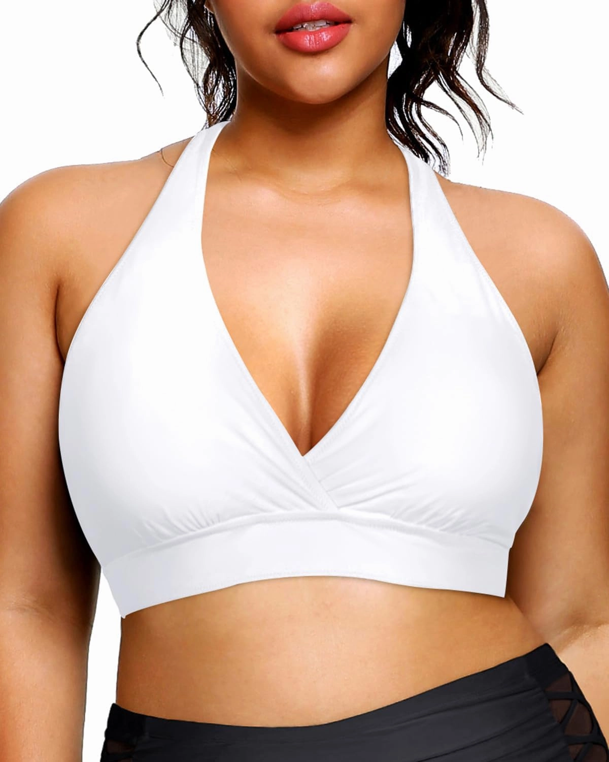 Yonique Womens Two Piece Plus Size Halter Bikini Swimsuits Tummy Control Bathing Suits High Waisted Swimwear