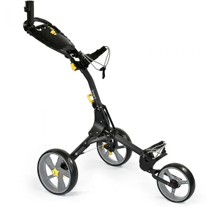 You Deserve This iCart Compact Evo 3-Wheel Push Trolley - Black/Grey Youll Love This, Golf belt with ball marker, Golf cart cup holder, Golf practice net