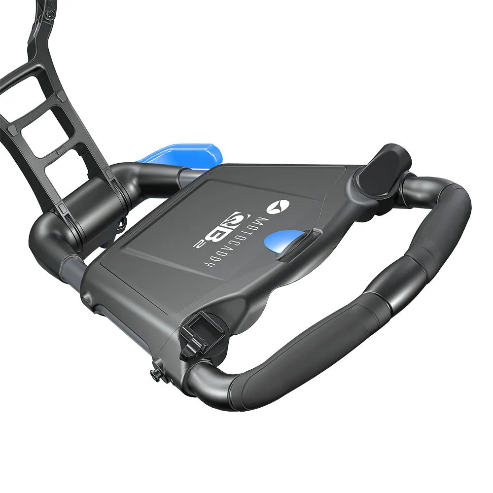 Motocaddy QB2 3-Wheel Push Trolley - Blue, Yellow golf balls
