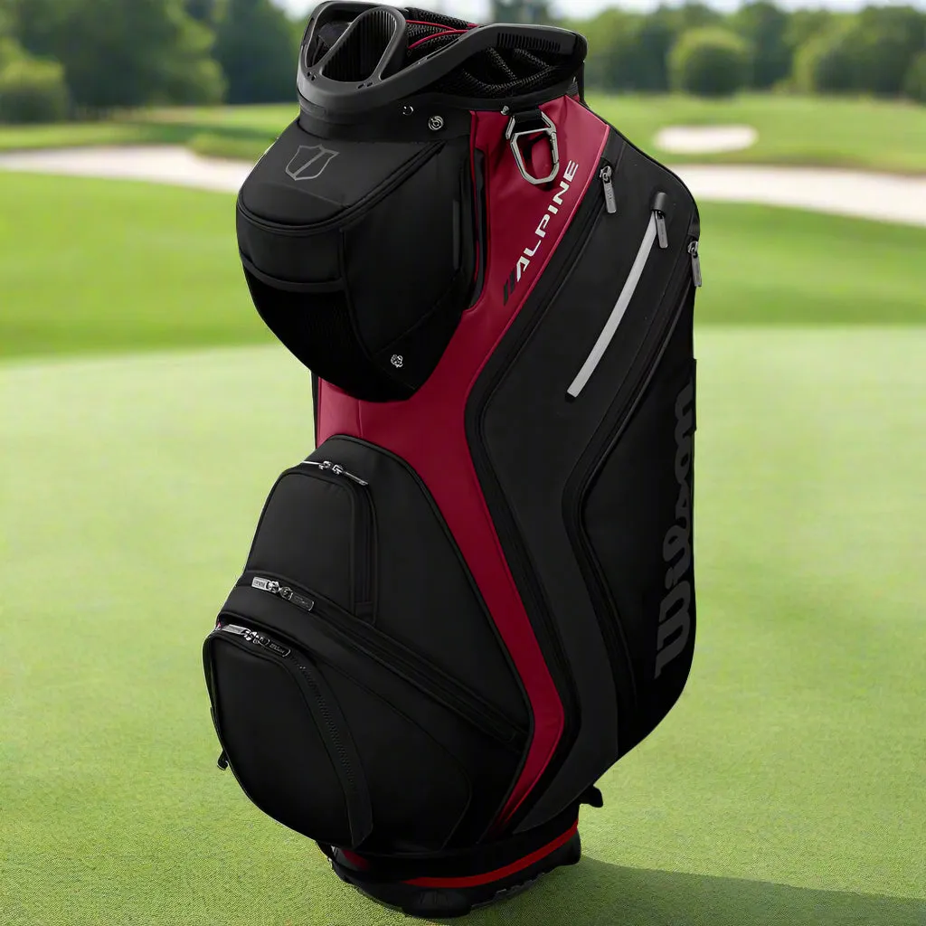 Wilson Alpine Cart 14 Bag - Black/Red, Golf club cleaning brush, MOI golf club technology, Golf hybrid club