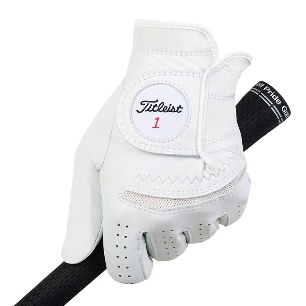 Titleist Permasoft Cabretta Leather Golf Glove - White, FootJoy golf shoes, Golf practice balls