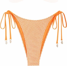 ZAFUL Bikini Bottoms for Women Fishnet Tie Side String Bathing Suit Bottoms Tanga High Cut Swimsuit Bottom