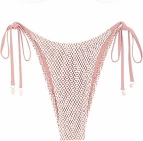 ZAFUL Bikini Bottoms for Women Fishnet Tie Side String Bathing Suit Bottoms Tanga High Cut Swimsuit Bottom
