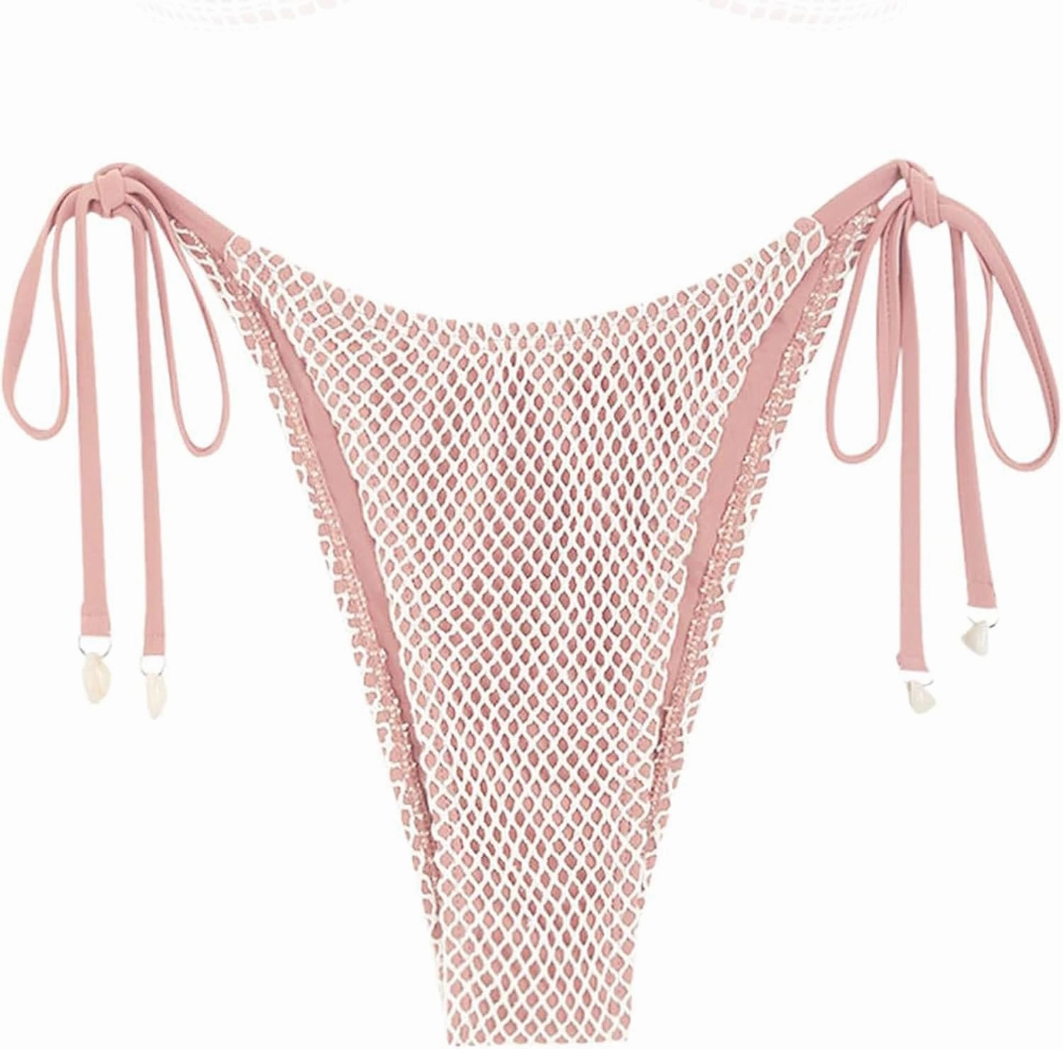 ZAFUL Bikini Bottoms for Women Fishnet Tie Side String Bathing Suit Bottoms Tanga High Cut Swimsuit Bottom
