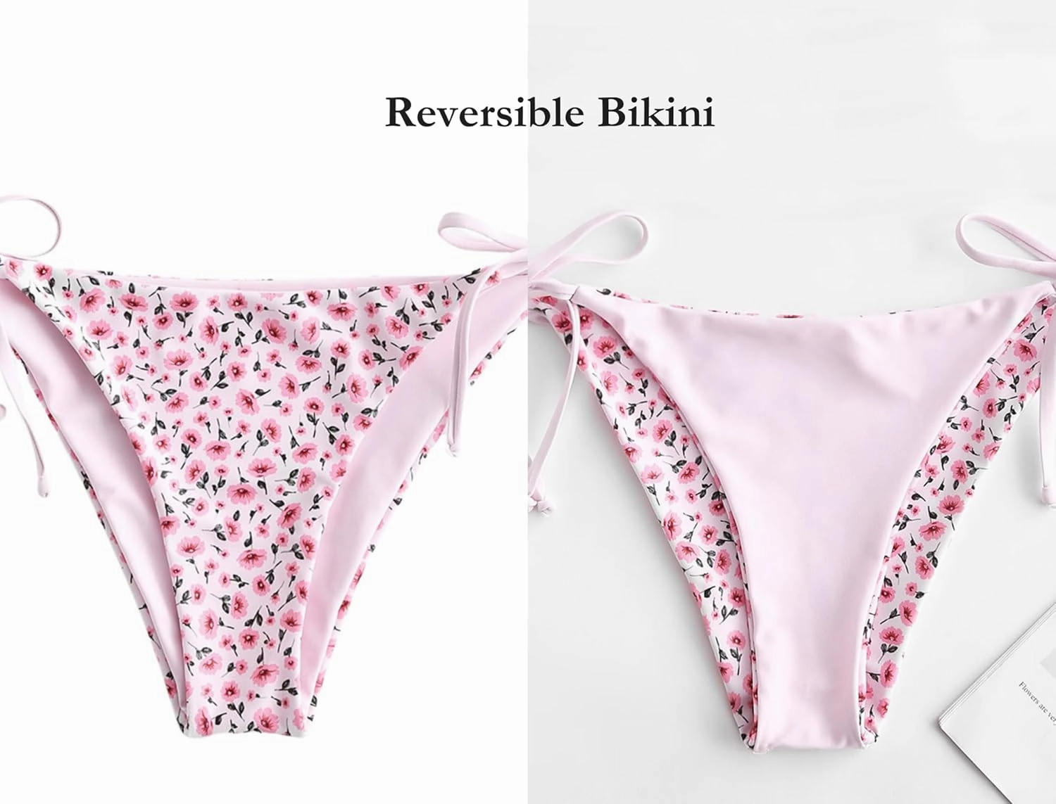 ZAFUL Bikini Bottoms for Women Tie Side String Bathing Suit Bottoms High Cut Swimsuit Bottom
