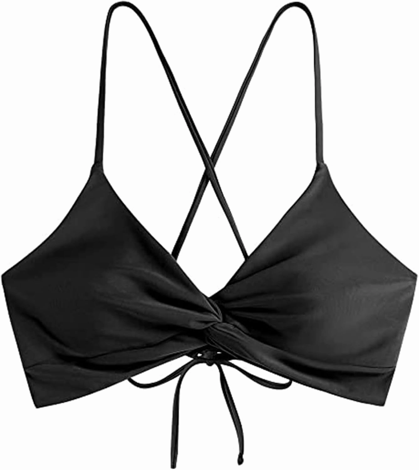 ZAFUL Bikini Tops for Women Push Up Swimsuit Top Lace Up Padded Bathing Suit Tops Twist Bikini Top Only