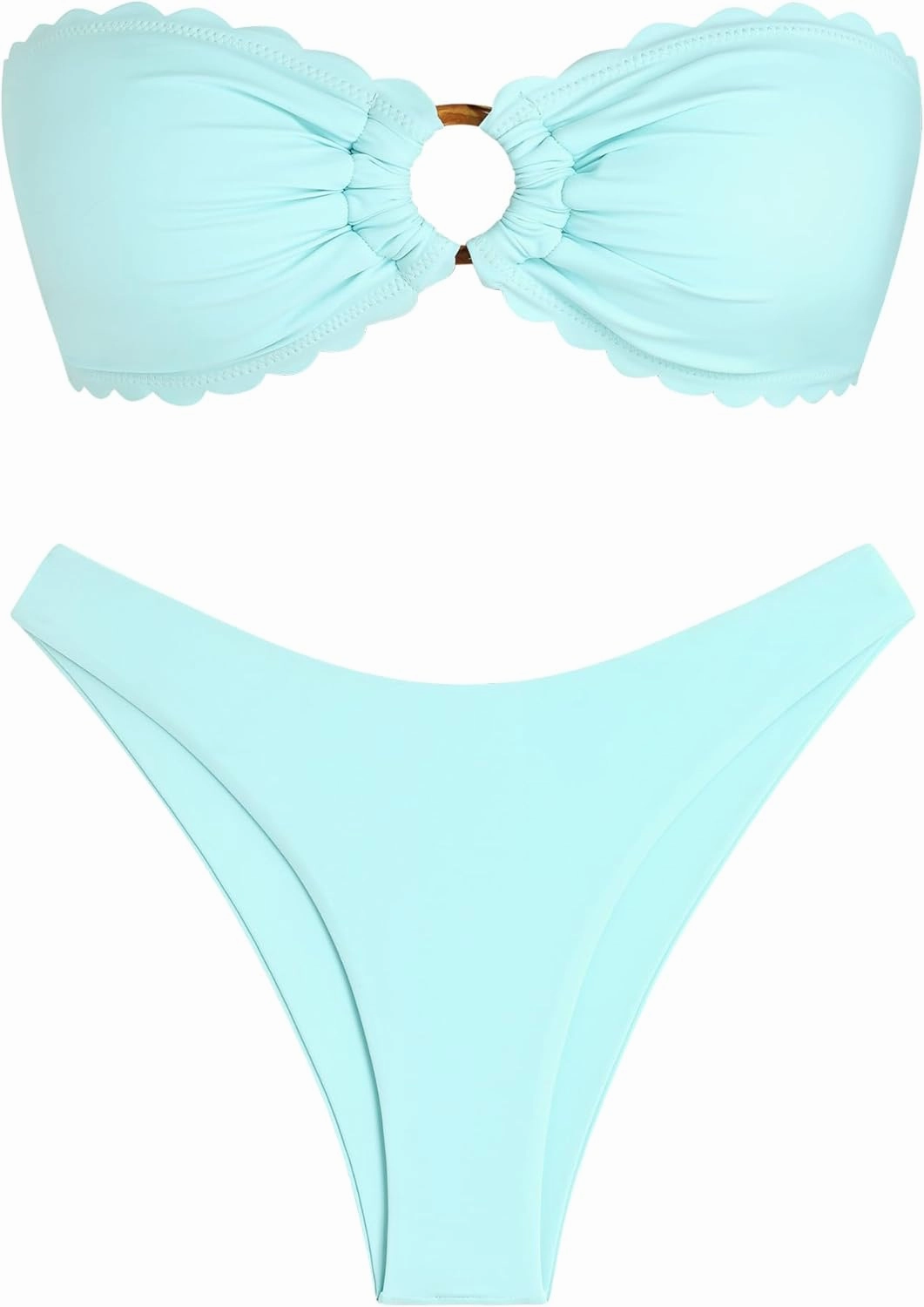 ZAFUL O Ring Bandeau Bikini Sets for Women Sexy Strapless Swimsuits 2 Piece High Cut Bathing Suit