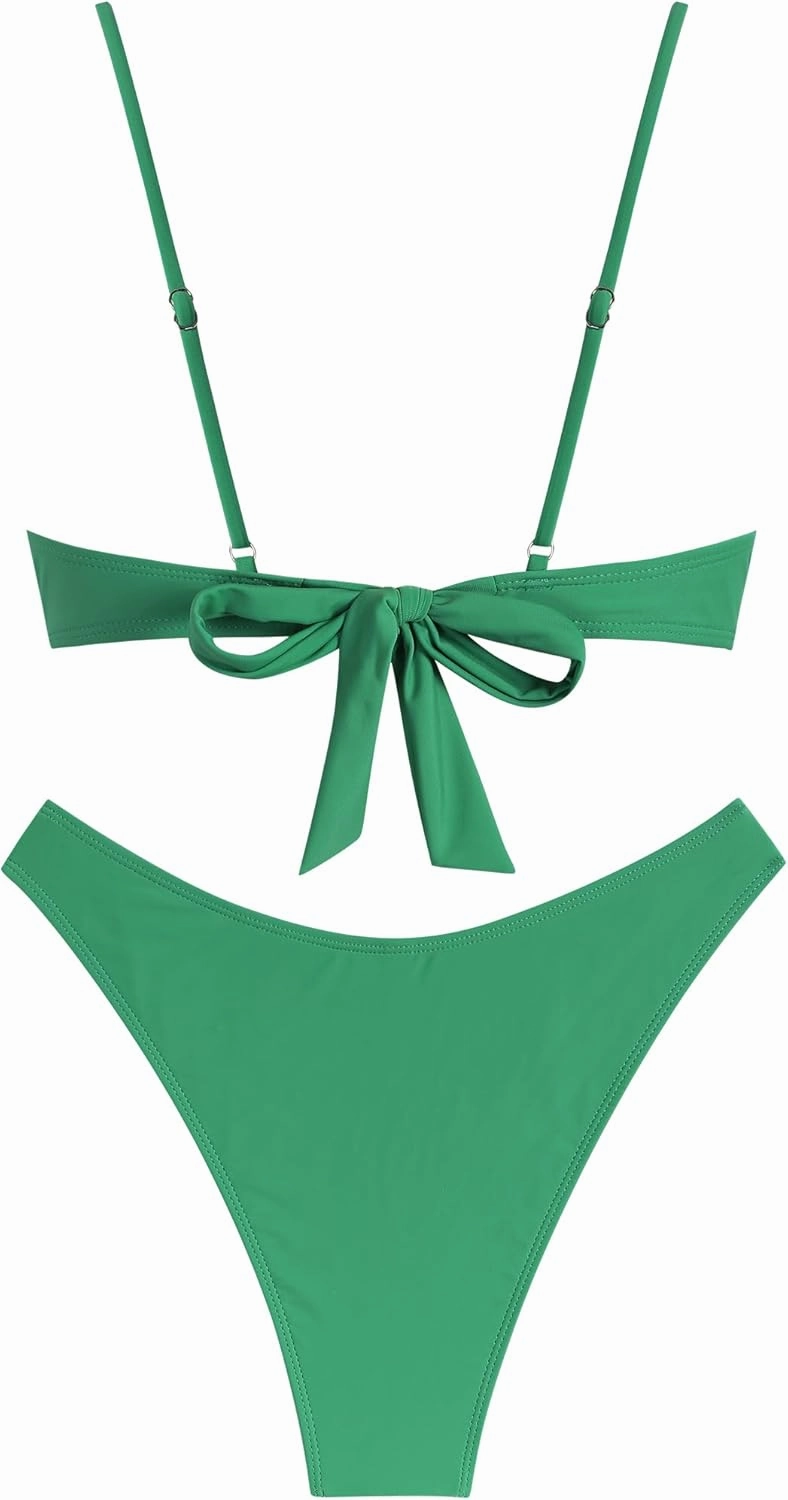 ZAFUL Women High Cut Bikini Sets String Sexy Swimsuit Two Piece Underwire Bathing Suit Brazilian Cheeky Cut Out Cute Swimwear