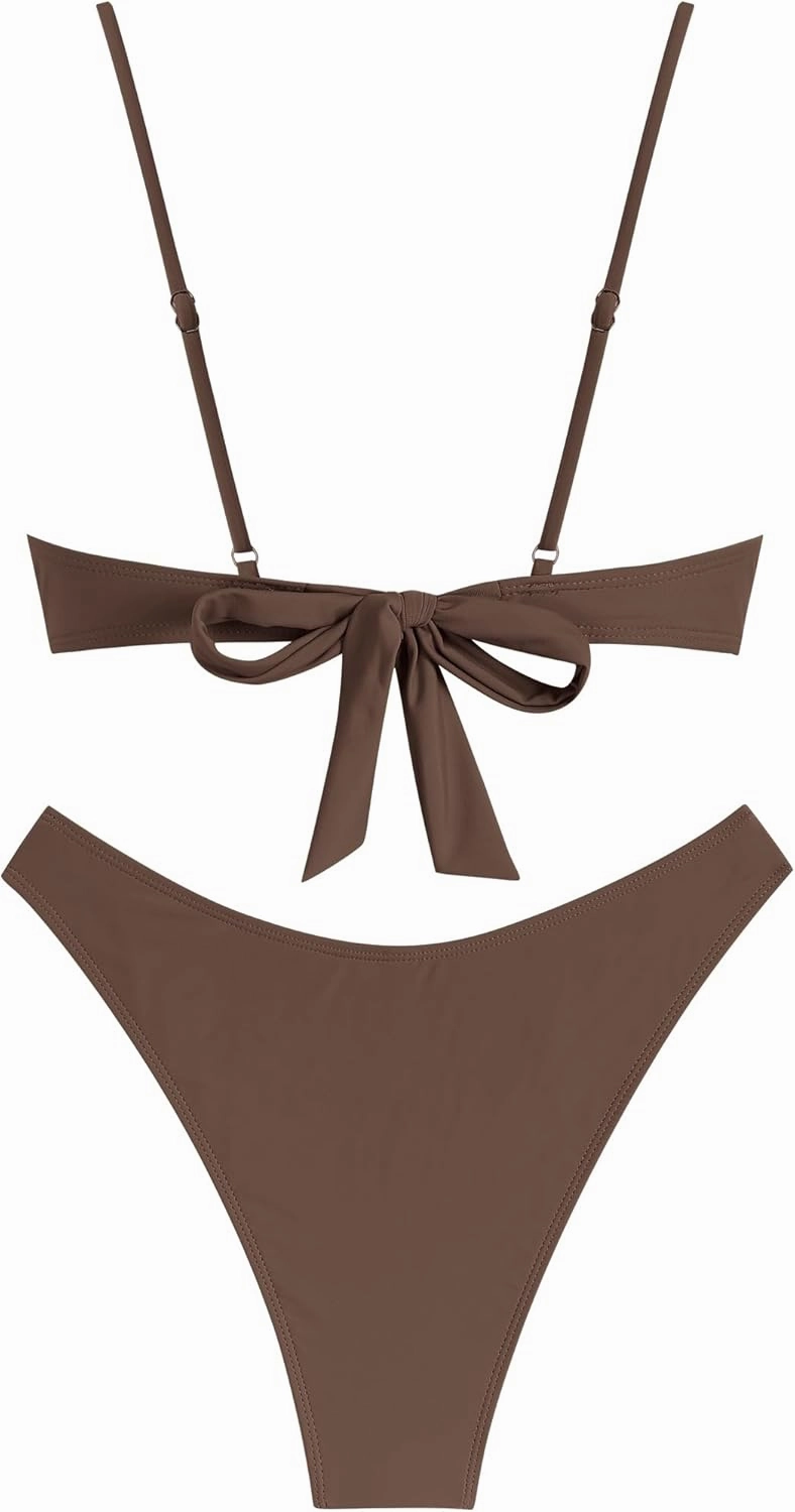 ZAFUL Women High Cut Bikini Sets String Sexy Swimsuit Two Piece Underwire Bathing Suit Brazilian Cheeky Cut Out Cute Swimwear