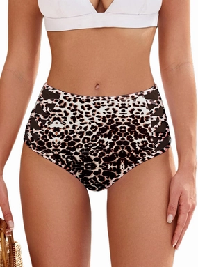 ZAFUL Women High Waist Bikini Bottom Side Mesh Spliced Tankini Swimsuit Swim Briefs Bathing Suit Bottom