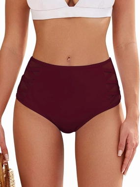 ZAFUL Women High Waist Bikini Bottom Side Mesh Spliced Tankini Swimsuit Swim Briefs Bathing Suit Bottom
