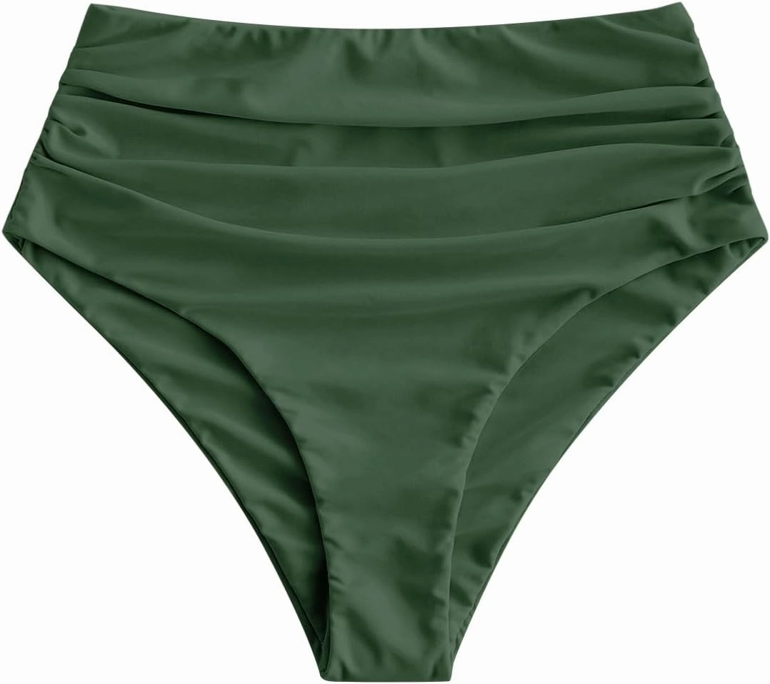 ZAFUL Women High Waisted Bikini Bottoms Ruched Swimsuit Bottom Tummy Control Bathing Suit Bottoms