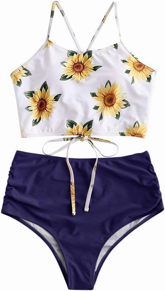 ZAFUL Women High Waisted Bikini Set Two Piece Tummy Control Wrap Swimsuit Lace Up Bathing Suit