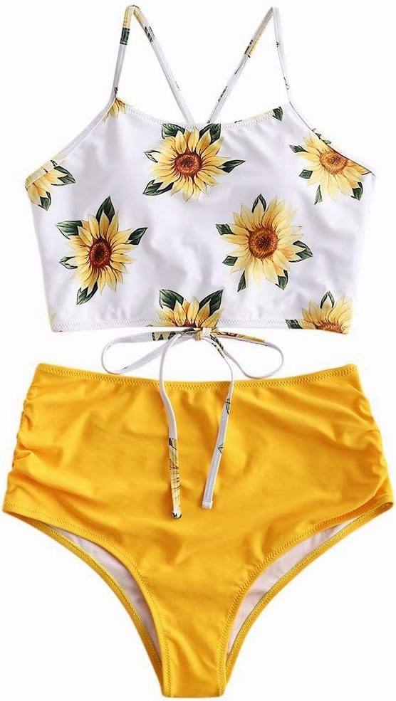 ZAFUL Women High Waisted Bikini Set Two Piece Tummy Control Wrap Swimsuit Lace Up Bathing Suit