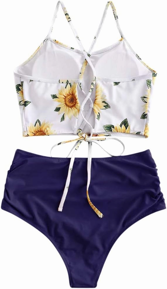 ZAFUL Women High Waisted Bikini Set Two Piece Tummy Control Wrap Swimsuit Lace Up Bathing Suit