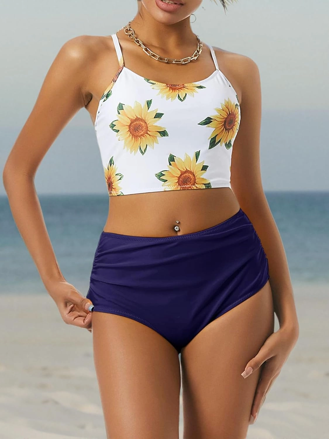 ZAFUL Women High Waisted Bikini Set Two Piece Tummy Control Wrap Swimsuit Lace Up Bathing Suit