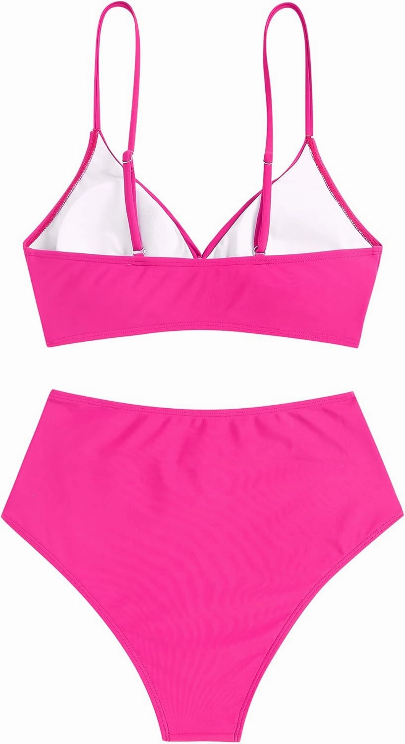 ZAFUL Women High Waisted Bikini Sets Two Piece Swimsuit Push Up Twist Front Ruched Bathing Suit