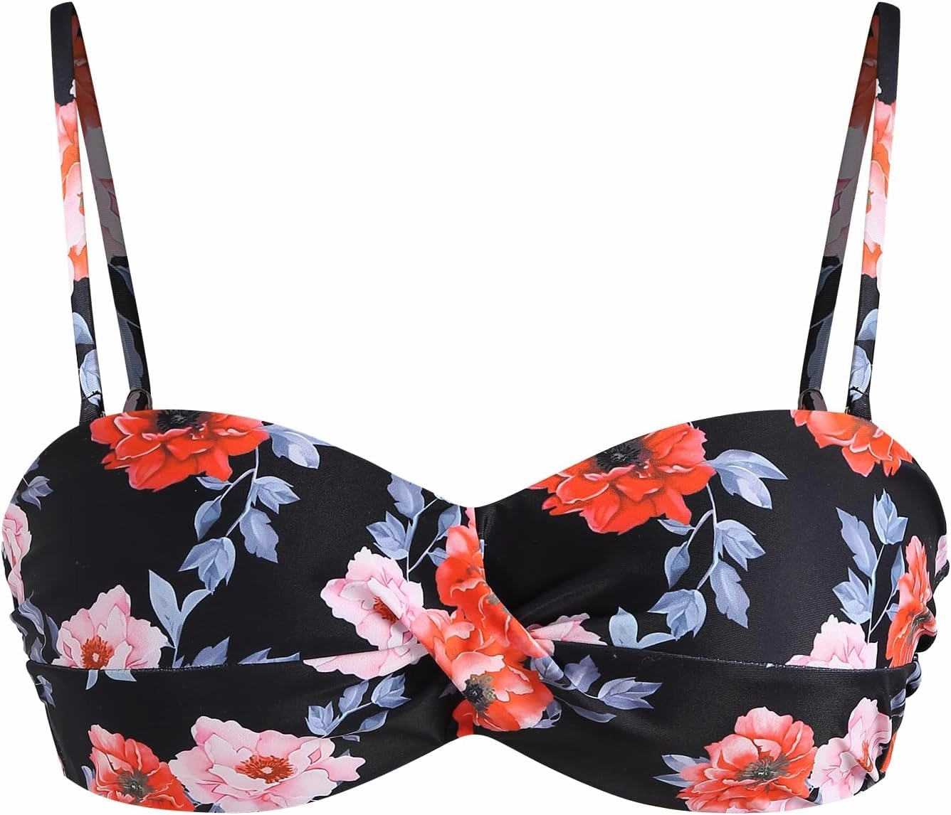 ZAFUL Women Push Up Bandeau Bikini Top Strapless Swimsuit Solid Twist Front Bathing Suits Tube Top