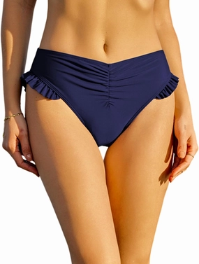 ZAFUL Women Ruffle Bikini Bottom Ruched Full Coverage Swim Briefs