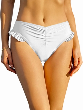 ZAFUL Women Ruffle Bikini Bottom Ruched Full Coverage Swim Briefs
