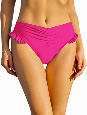 ZAFUL Women Ruffle Bikini Bottom Ruched Full Coverage Swim Briefs