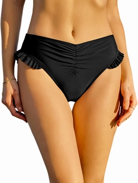 ZAFUL Women Ruffle Bikini Bottom Ruched Full Coverage Swim Briefs