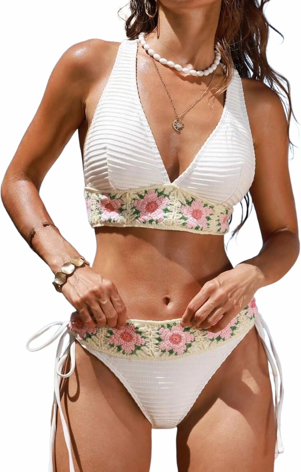 ZAFUL Women's 2 Piece Floral Print Swimsuit Triangle String High Cut Bikini Sets Bathing Suit