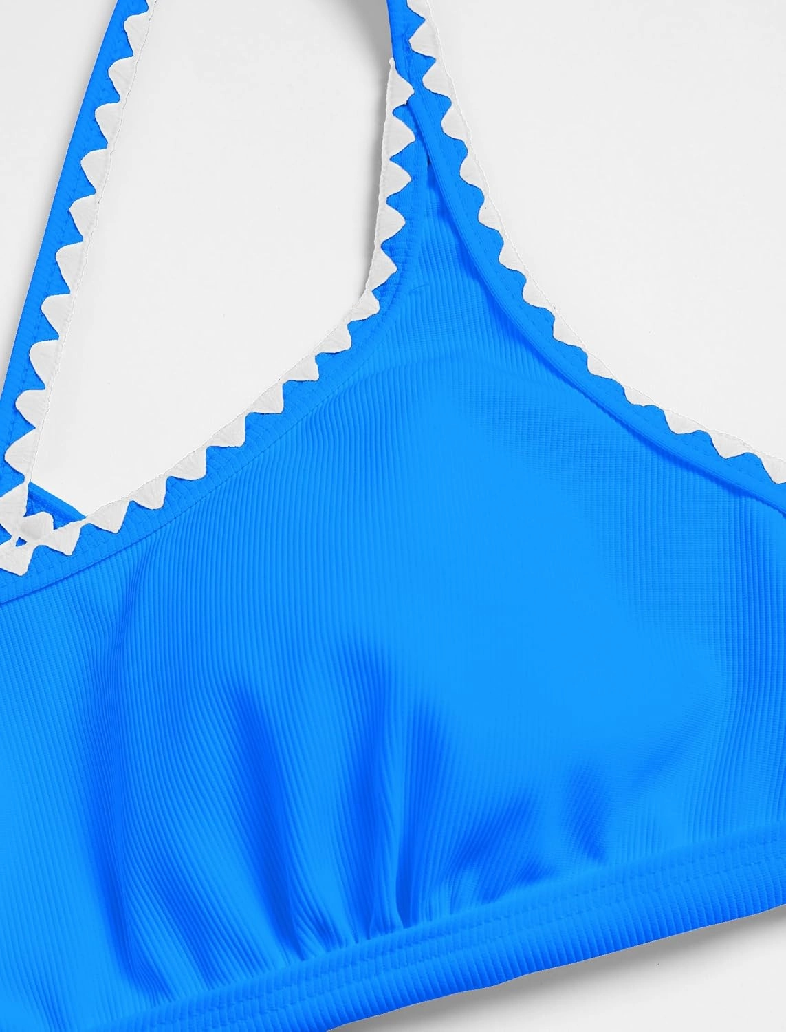 ZAFUL Women's Bikini Set Criss Cross Back Two Piece Swimsuits Scoop Neck Splicing Lace Up Textured Bathing Suits