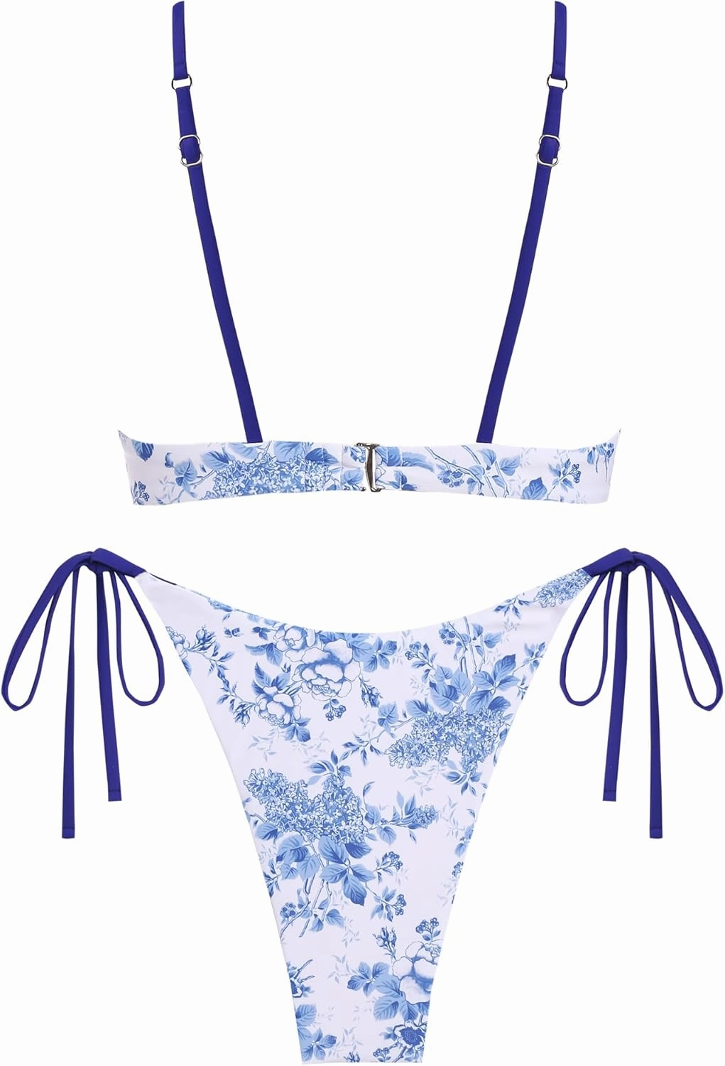 ZAFUL Women's Bikini Sets Ribbed Two Piece Swimsuits Underwire Adjustable Back Clasp Bathing Suit Side Tie Thong Swimwear