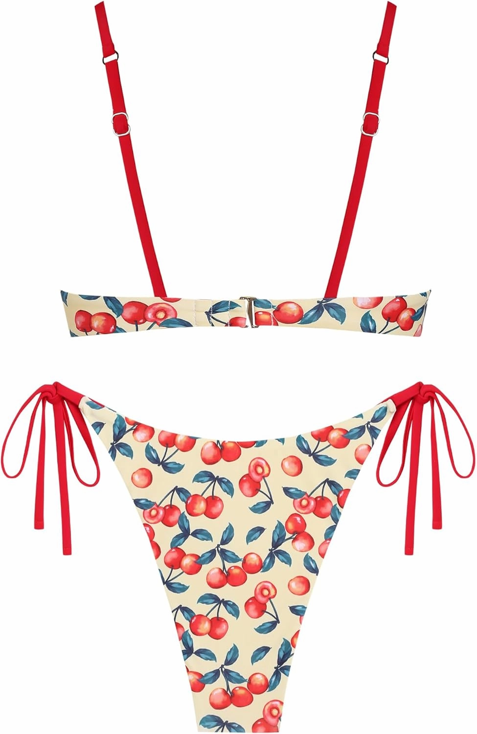 ZAFUL Women's Bikini Sets Ribbed Two Piece Swimsuits Underwire Adjustable Back Clasp Bathing Suit Side Tie Thong Swimwear