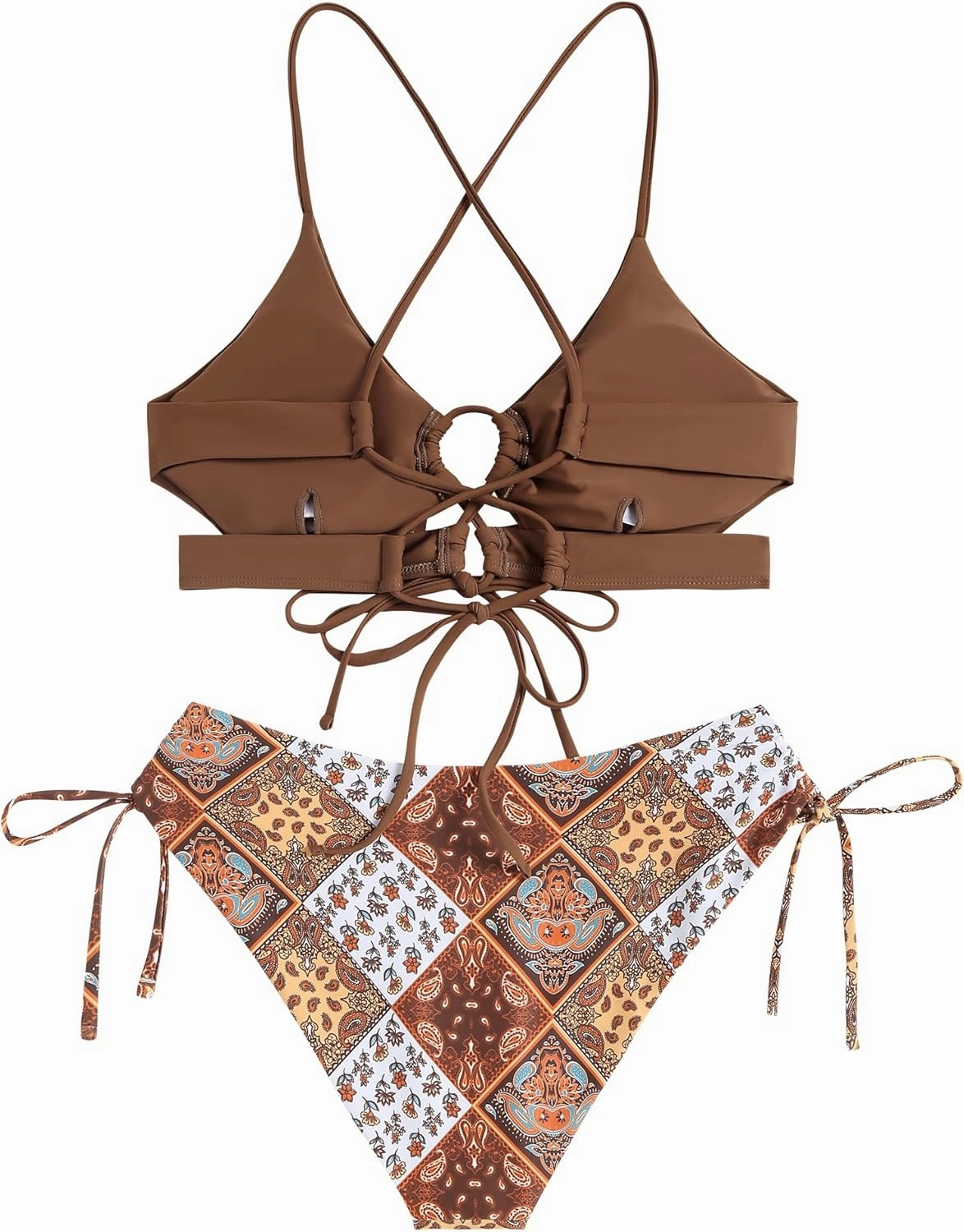 ZAFUL Women's Cheeky Bikini Set 2 Piece Sexy String High Cut Swimsuits Lace Up Tie Side Bathing Suits 2025
