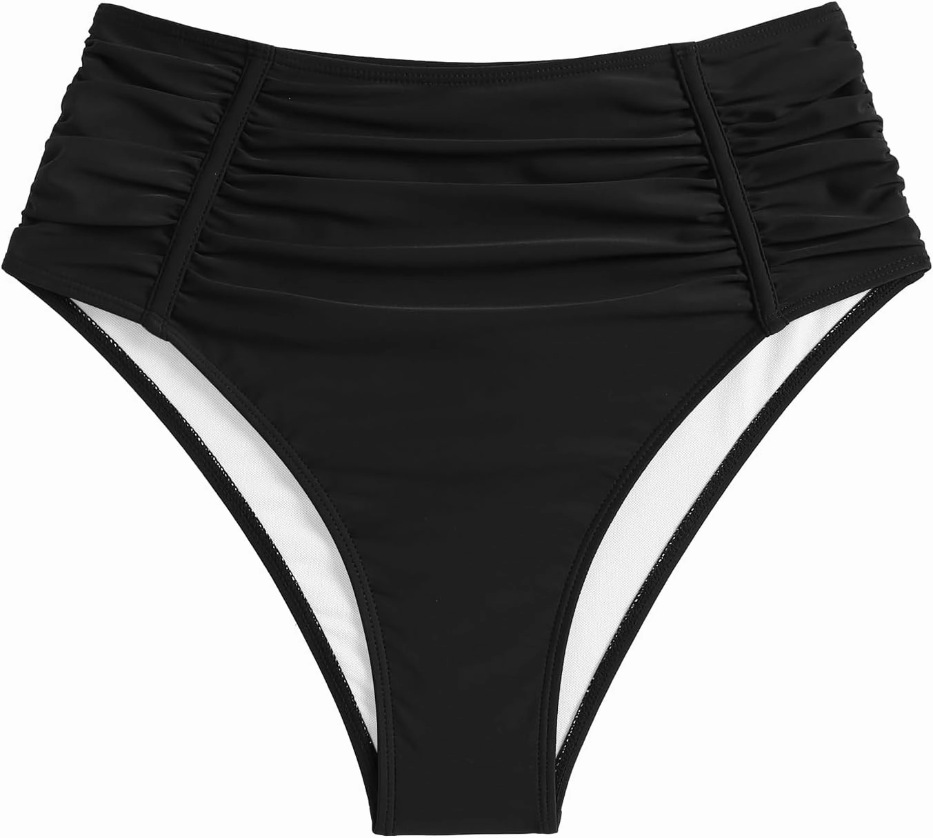ZAFUL Women's High Waisted Bikini Bottom Tummy Control Swim Briefs Ruched Bathing Suit Vintage Tankinis Brief