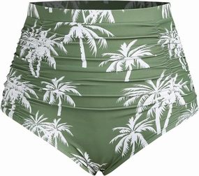 ZAFUL Women's High Waisted Bikini Bottom Tummy Control Swim Briefs Ruched Bathing Suit Vintage Tankinis Brief