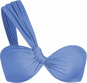 ZAFUL Women's One Shoulder Bikini Top Twisted Ruched Padded Bandeau Bikini Top Swimsuit Bathing Suits Top