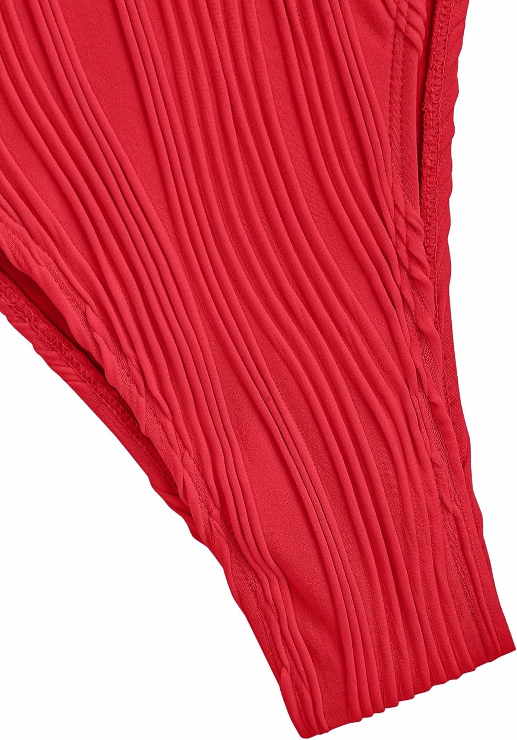 ZAFUL Women's Sexy Two Piece Swimwear Textured Triangle Plunging Neck High Cut Cheeky Bikini Set Solid Color Swimsuit