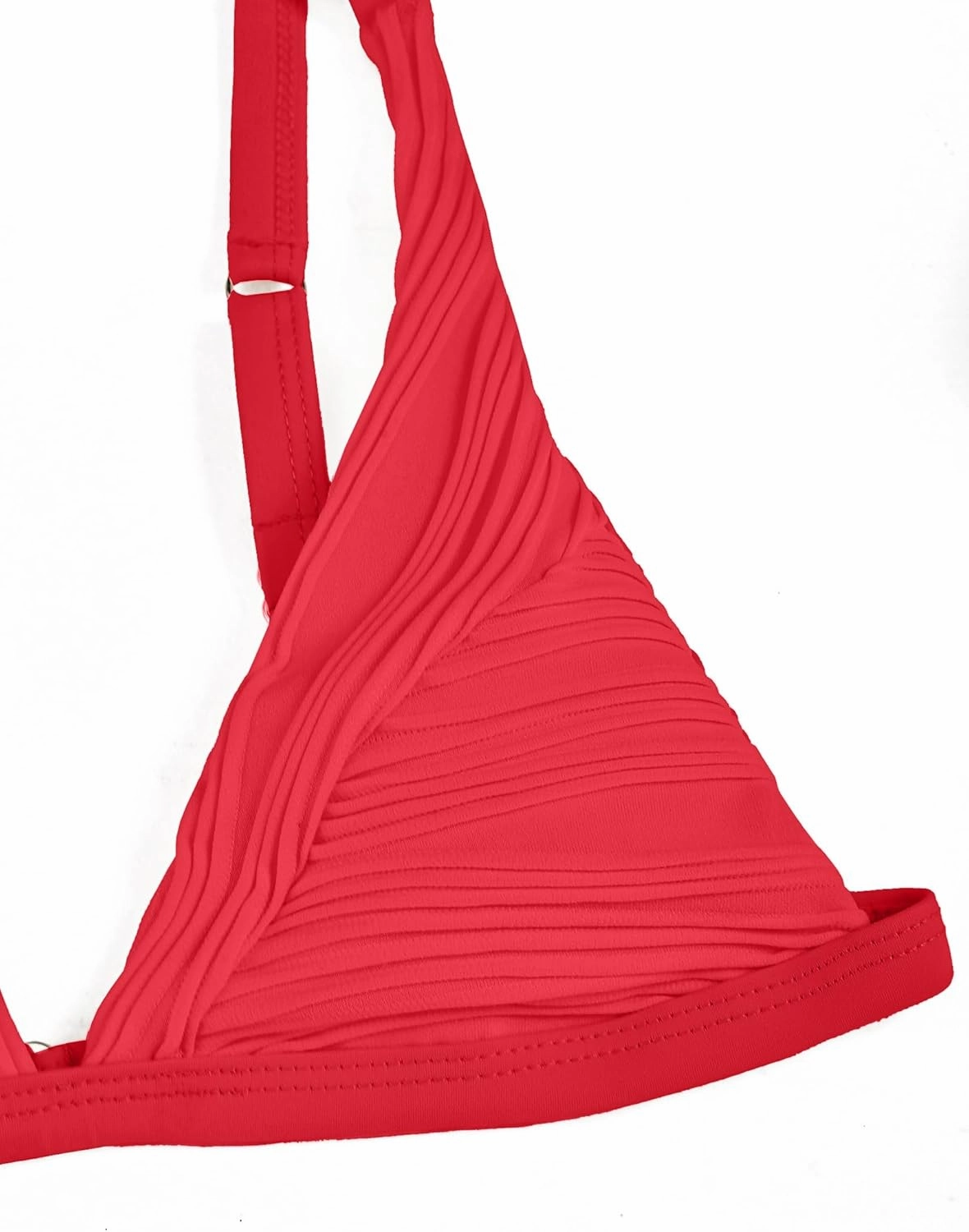 ZAFUL Women's Sexy Two Piece Swimwear Textured Triangle Plunging Neck High Cut Cheeky Bikini Set Solid Color Swimsuit