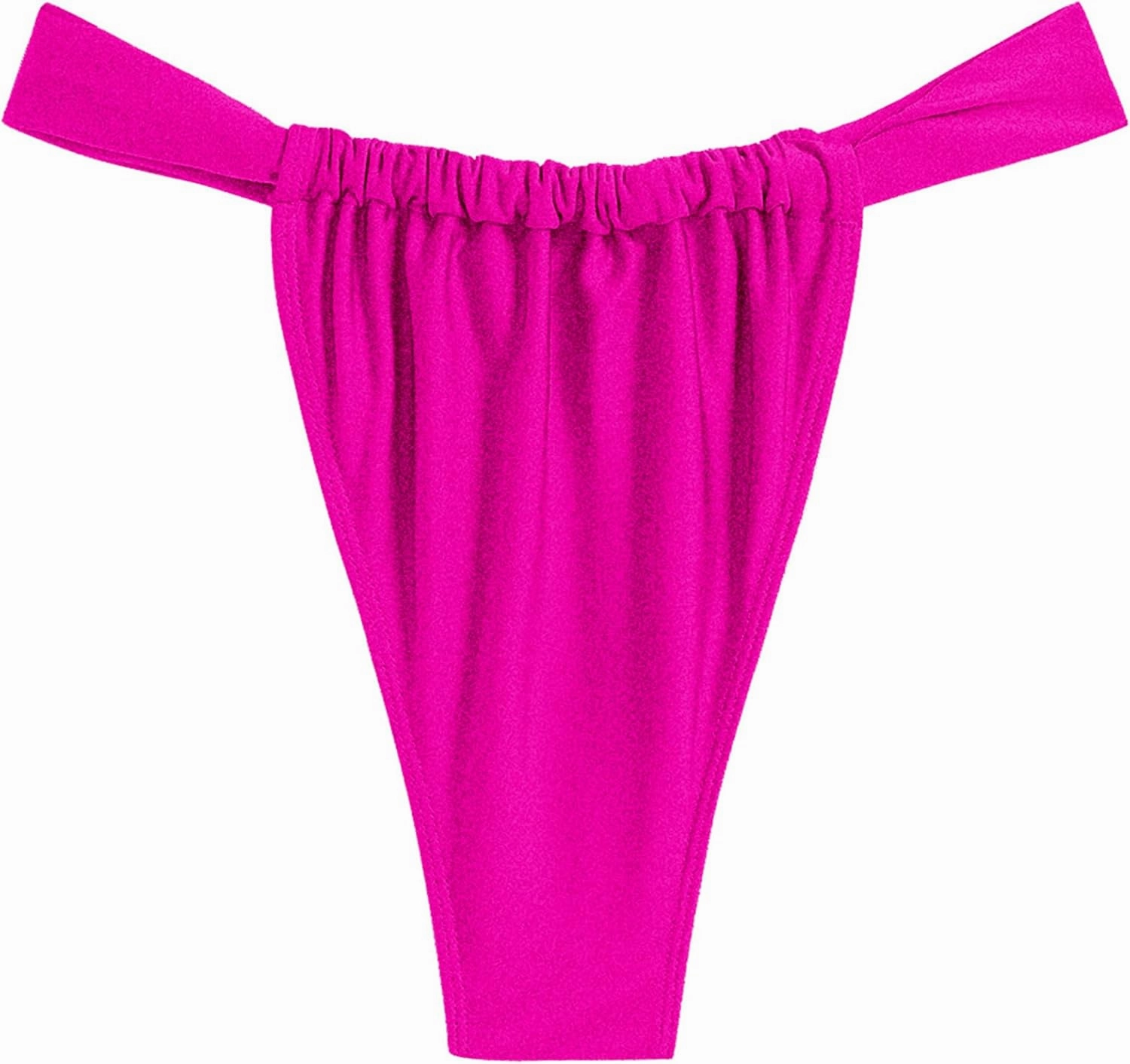 ZAFUL Women's Thong Bikini Bottom Low Waisted High Cut Cheeky Bathing Suit Bottoms with Adjustable Coverage
