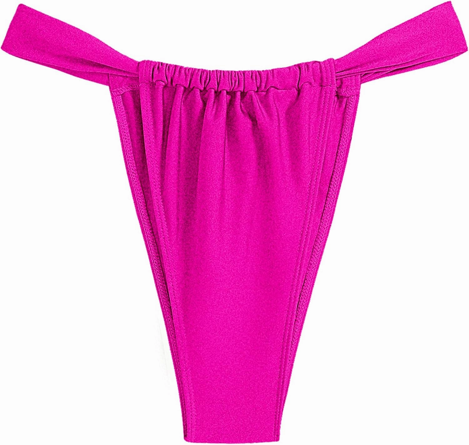 ZAFUL Women's Thong Bikini Bottom Low Waisted High Cut Cheeky Bathing Suit Bottoms with Adjustable Coverage