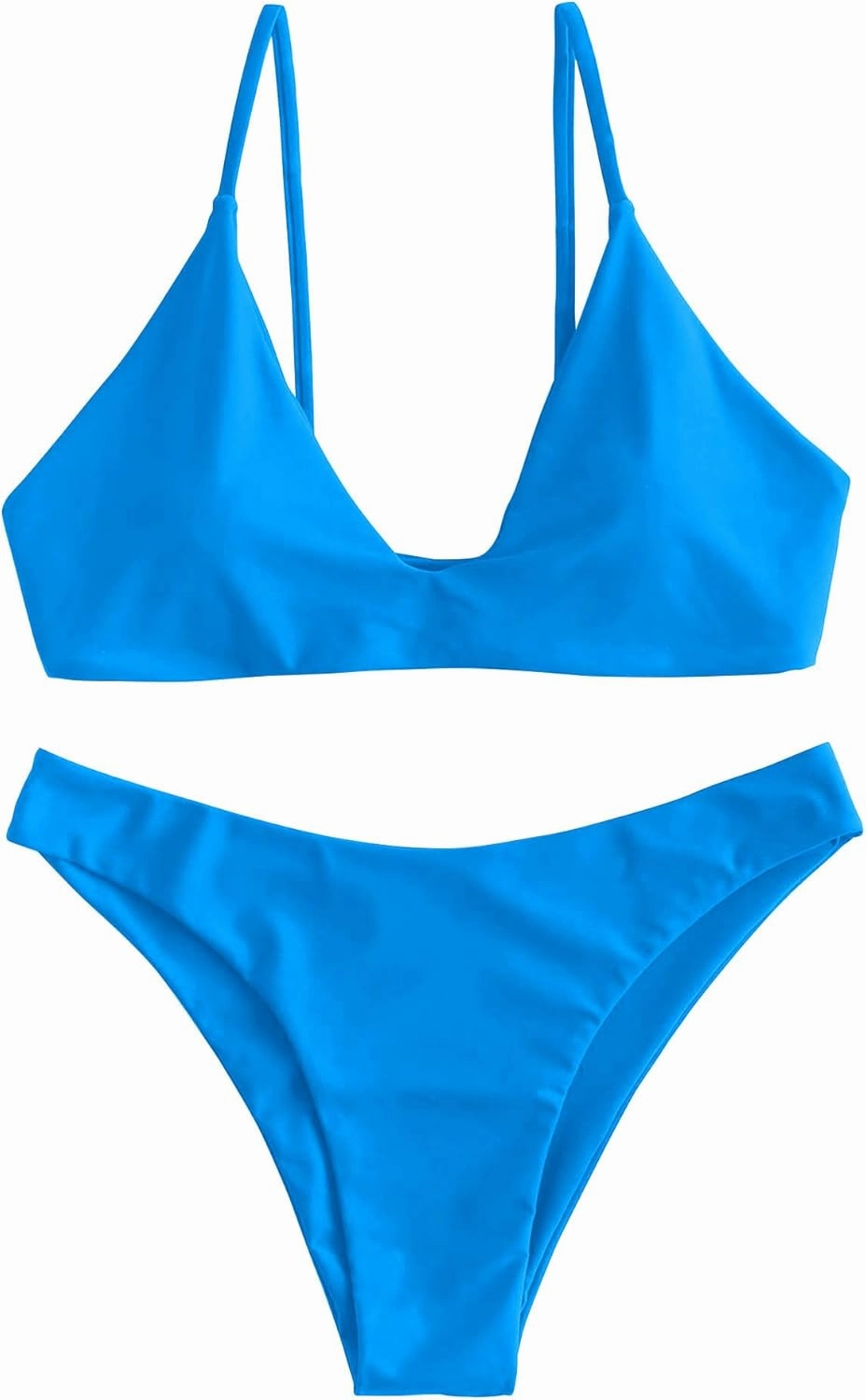 ZAFUL Women's Tie Back Padded High Cut Bralette Bikini Set Two Piece Swimsuit